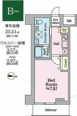 HYS KAMEARI(1K/5階)の間取り写真