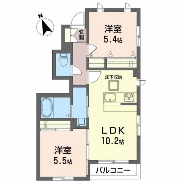 シャーメゾン堀西(2LDK/1階)の間取り写真
