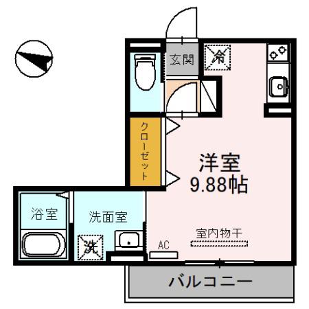 リバーハイツIII(ワンルーム/3階)の間取り写真