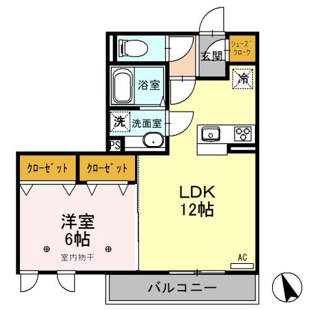 メゾン・ドゥ・ボヌール(1LDK/2階)の間取り写真
