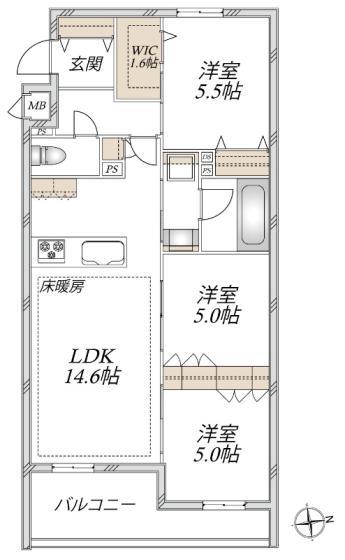 VESTA(3LDK/2階)の間取り写真