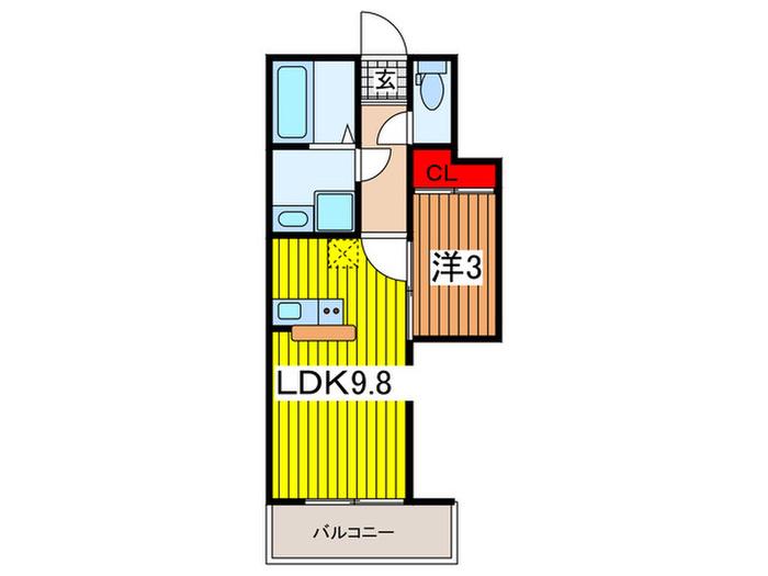 グランプリュネ(1LDK/2階)の間取り写真