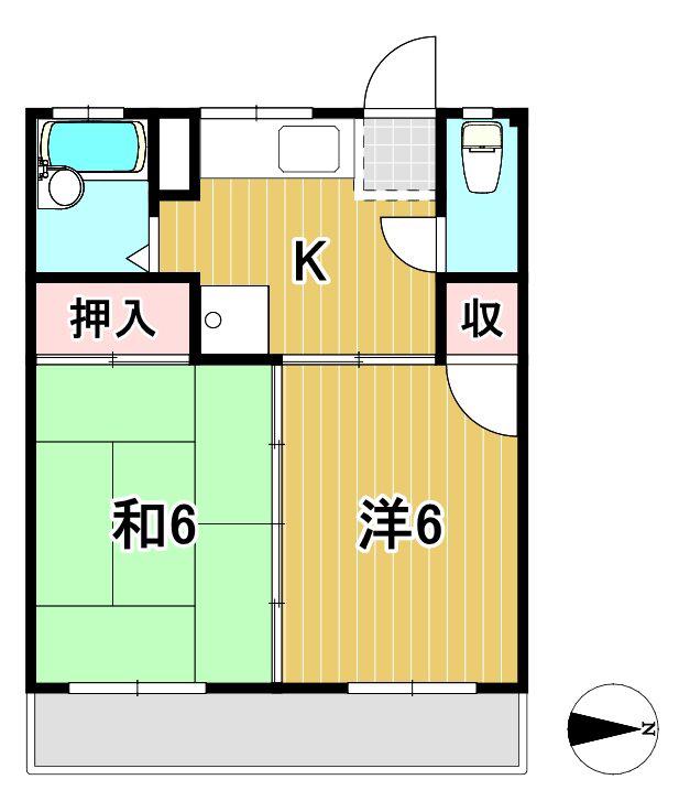 ヤママス東荘(2K/1階)の間取り写真