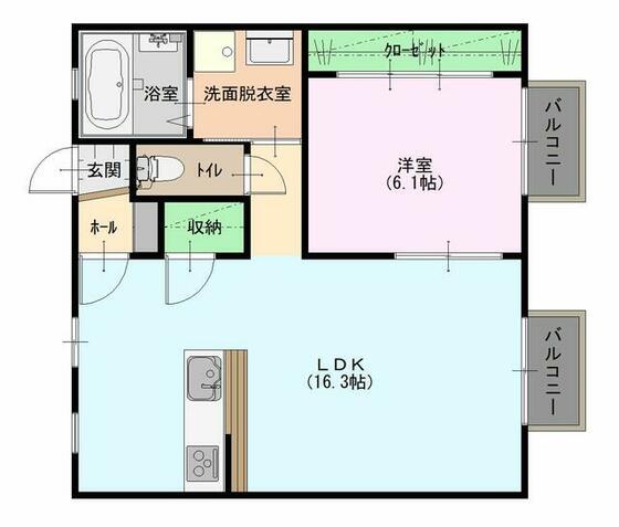 ウエストハウス(1LDK/2階)の間取り写真