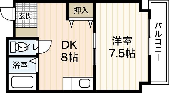 あずまビル(1DK/4階)の間取り写真