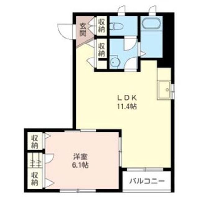 サニーサイド三ツ沢(1LDK/3階)の間取り写真