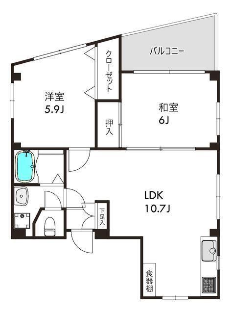 OTAYAビル(2LDK/7階)の間取り写真