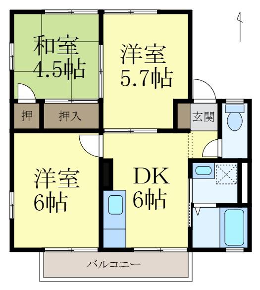 セジュールK(3DK/1階)の間取り写真