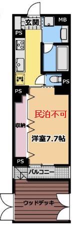 駅近  NET1Gフリー ラ・ヴィスタ西新宿II E(1K/1階)の間取り写真