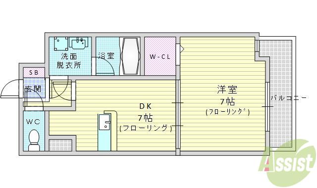 石塚ハイム(1DK/4階)の間取り写真