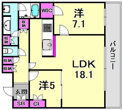 ザ・パークハウス神戸ハーバーランドタワー(2LDK/27階)の間取り写真