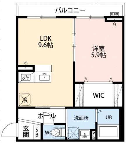 三ツ池BASE(1LDK/2階)の間取り写真