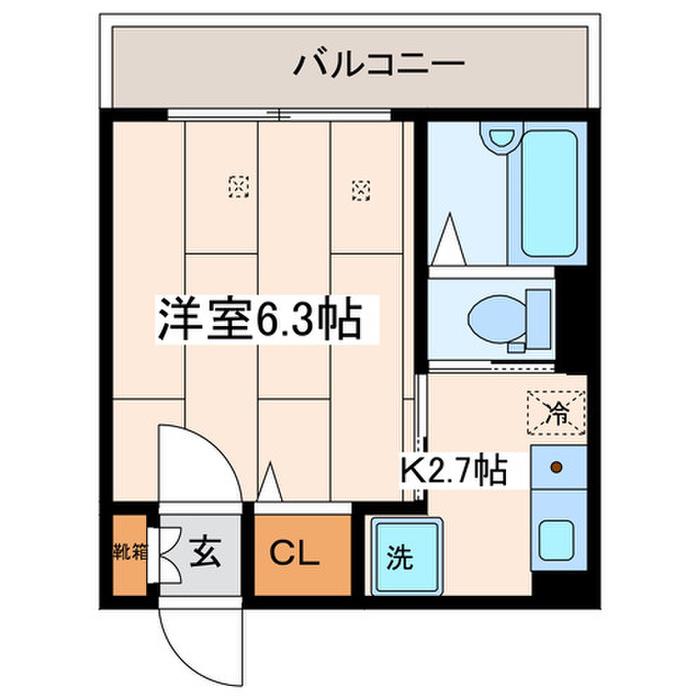 WITH PLACE田戸台(1K/2階)の間取り写真