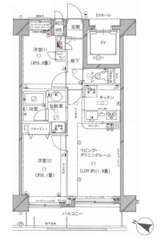 クレッセント高円寺(2LDK/2階)の間取り写真