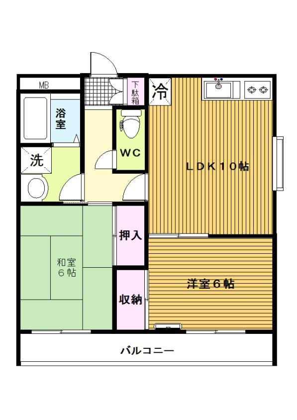 関野マンション(2LDK/3階)の間取り写真