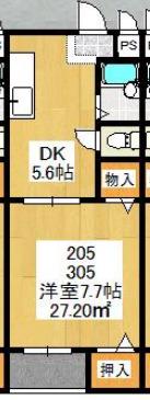 コート・アルバ(1DK/2階)の間取り写真