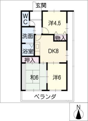 グランシャリオ城見(3DK/9階)の間取り写真