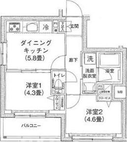 アイルグランデ向島(2DK/5階)の間取り写真