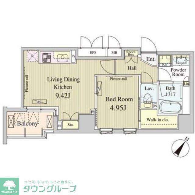 コートラクリア人形町(1LDK/6階)の間取り写真