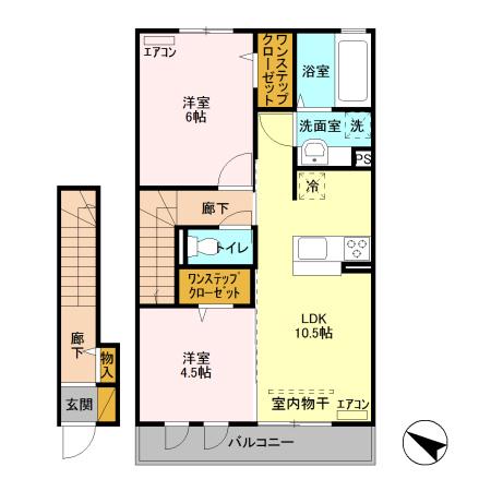 クラインベルク(2LDK/2階)の間取り写真