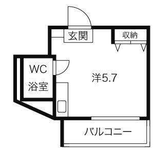 ヴィヴレコート(ワンルーム/2階)の間取り写真