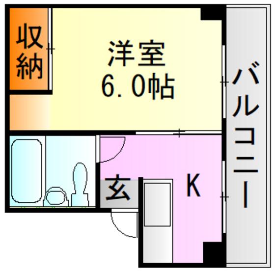 岩堂マンション(1K/3階)の間取り写真