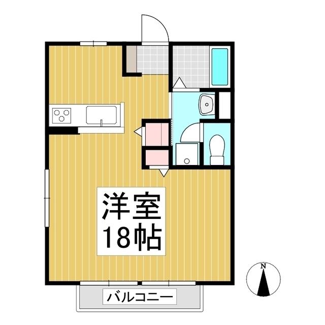 オレンジヒルズB(ワンルーム/1階)の間取り写真