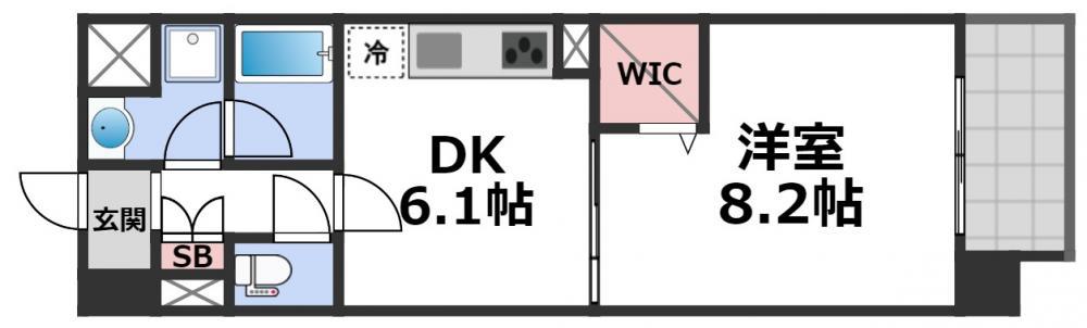 アクト・セイワ(1DK/6階)の間取り写真