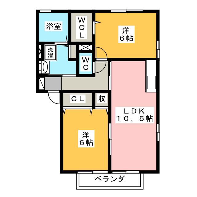 グランドソレーユ B(2LDK/1階)の間取り写真