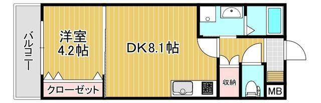 ギャラクシーヴィーラブライト(1DK/11階)の間取り写真