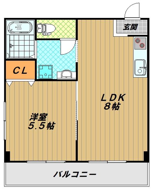 サンビレッジ板宿(1LDK/3階)の間取り写真