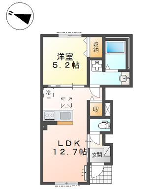 リュクス摩耶(1LDK/1階)の間取り写真