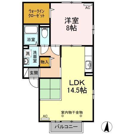 サニーハウス(1LDK/1階)の間取り写真