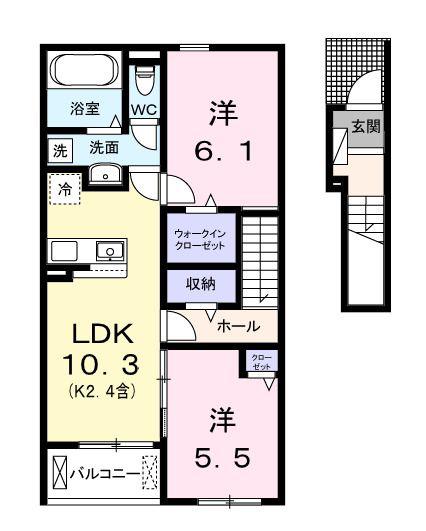ラベンダーベイ(2LDK/2階)の間取り写真