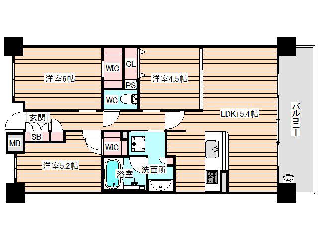 ハルモシティ(3LDK/8階)の間取り写真