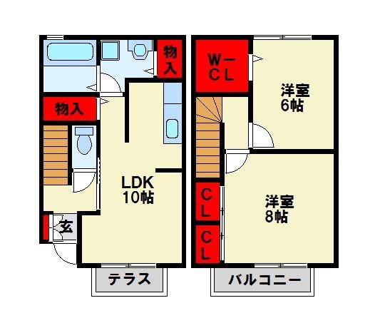 グリーンハウス I棟(2LDK/1階)の間取り写真
