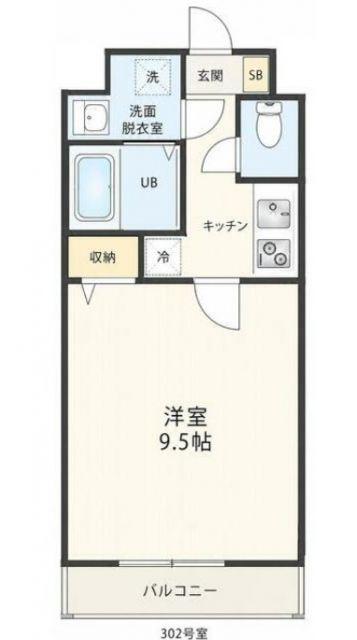 COMFORTABLE緑が丘 (1K/3階)の間取り写真
