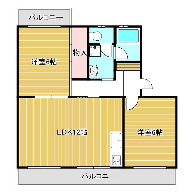 PLUM(2LDK/1階)の間取り写真