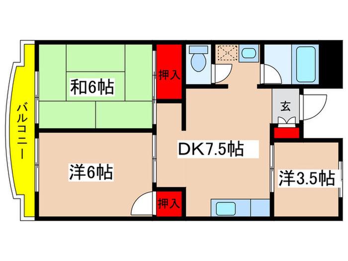 サンパーク平尾17(3DK/3階)の間取り写真