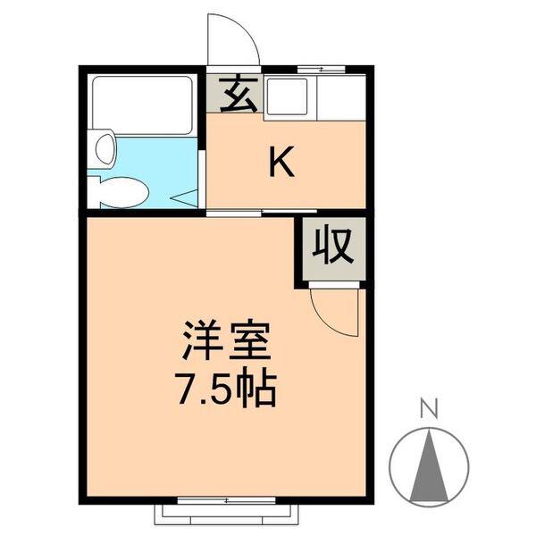 サンハイツみなと(1K/1階)の間取り写真