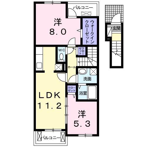 南海本線 吉見ノ里駅 徒歩5分 2階建 築16年(2LDK/2階)の間取り写真