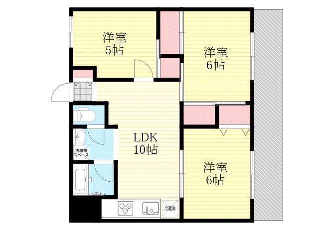 コスモハイツ(3LDK/3階)の間取り写真