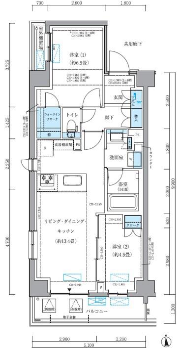 パークアクシス品川シーサイド(2LDK/2階)の間取り写真