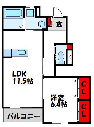 フローリィー・ヒルズ(1LDK/1階)の間取り写真