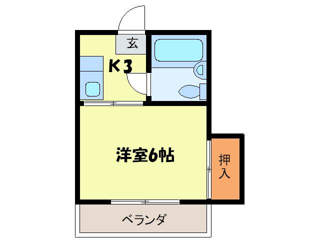 大橋ハイツ(1K/4階)の間取り写真