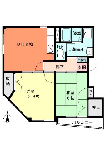 今津ビル(2DK/2階)の間取り写真