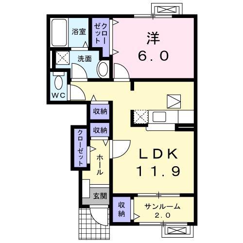 グランジュテ(1LDK/1階)の間取り写真
