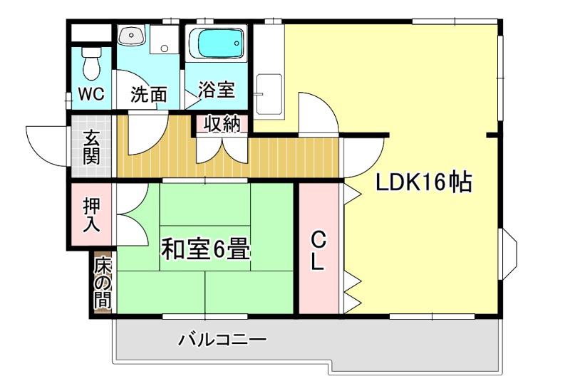 Nマンション(1LDK/3階)の間取り写真