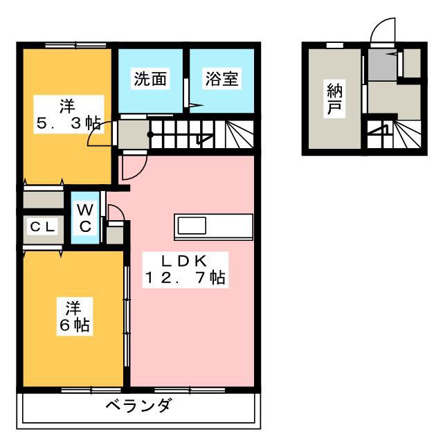 メゾン光(2LDK/2階)の間取り写真