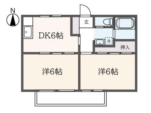 コンフォート成城 (2DK/2階)の間取り写真